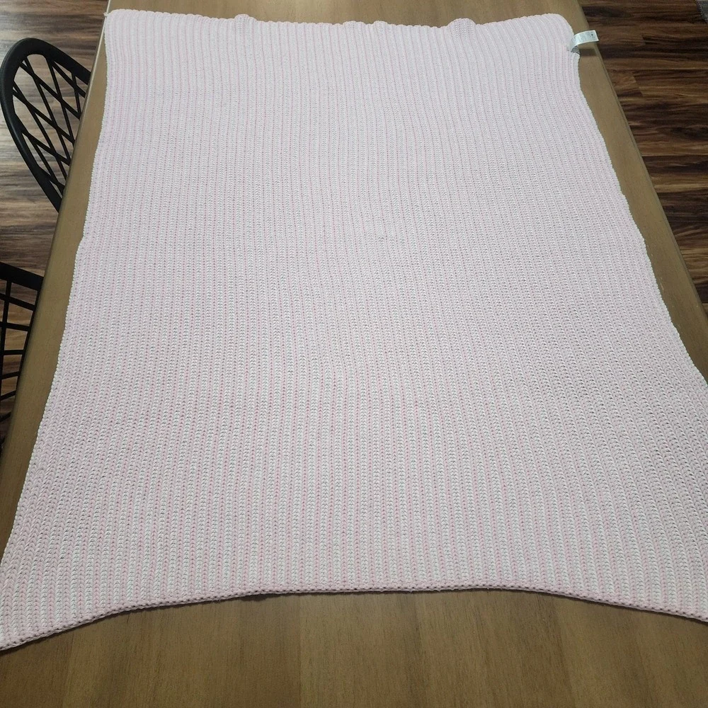 Elegant Baby Pink And White Crochet Baby Blanket